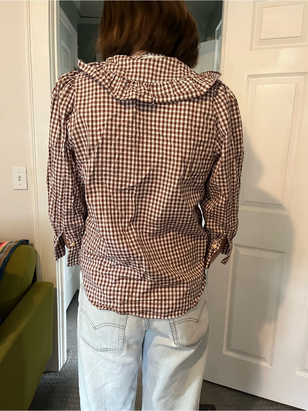 Mr. Larkin Gingham Ruffle-Collar Blouse - Picture 3 of 5